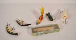 Lot of 6 Vintage Fishing Lures 2 Kautzky Lazy Ike 2 Wooden Unsigned 1 Ra... - £34.79 GBP