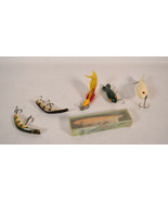 Lot of 6 Vintage Fishing Lures 2 Kautzky Lazy Ike 2 Wooden Unsigned 1 Ra... - $44.55