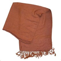 Pashmina Silk Copper Colored Scarf Wrap Shawl One Size 28X76 - £15.18 GBP