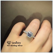 CC Rings For Women Square Cubic Zirconia Bridal Wedding Engagement Ring Fashion  - £7.44 GBP