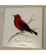 VTG Scarlet Tanger Bird Ceramic Tile Trivet ~Screencraft, Cape Cod, MA - $273.56 MXN