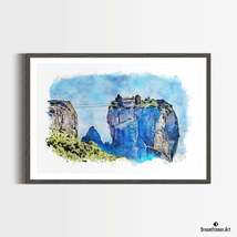 Premium Art Print Monastery in Meteora in Watercolors, by Dreamframer Art - £31.03 GBP+