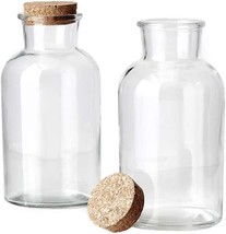 Serene Spaces Living Set Of 2 Decorative Clear Glass Bottle Vases With Cork - £28.76 GBP