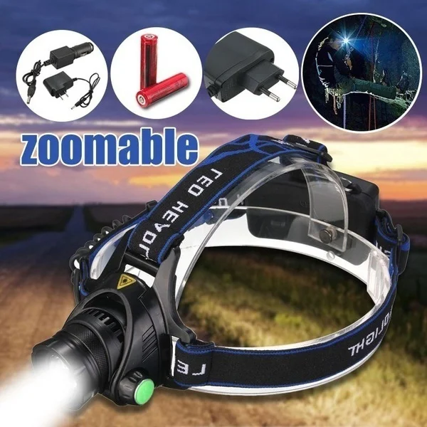 Outdoor Camping Telescopic Zoom Headlamp Three Gear Charging Zoom Strong Light - £13.04 GBP