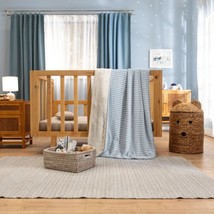 BLUE SOLID COLOR BABY BOYS  CRIB NURSERY BLANKET WITH SHERPA VERY SOFTY ... - $64.34