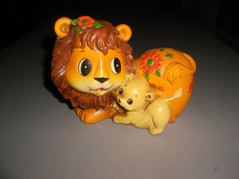 Vintage Japan Napcoware Lion W/LionCub Piggy/Coin Bank-Yellow/Golden,Brown,Green - £26.98 GBP