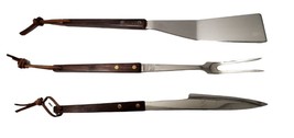 Vernco Stainless Serving Utensils Carving  Fork &amp; Knife &amp; Spatula Wooden... - $23.33