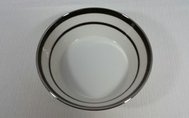 Vintage Lenox Venture Round Vegetable Bowl Black and Platinum Bands Ivory Bowl - £75.93 GBP