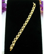Rhinestone BRACELET Goldtone Vintage Ribbons Crossed X Links Clear Stone... - $16.99