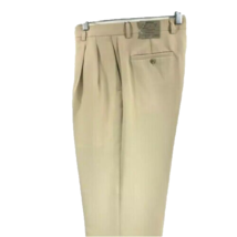 Pacelli Men&#39;s Dress Pants Beige Pleated Front Cuffed Hem Wide Leg Polyester - £43.15 GBP