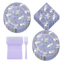 Sassy Caticorn Party Supplies - Fancy Unicorn Cat Meowgical Paper Dessert Plates - £13.65 GBP+