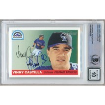 Vinny Castilla Colorado Rockies Signed 2004 Topps Heritage Card 328 BGS Auto 10 - £78.21 GBP