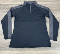 Footjoy Womens Sz M Black &amp; Gray 1/4 Zip Long Sleeve Pullover Golf Sweater EUC! - £18.13 GBP