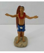 KC HAWAII DASHBOARD HULA DOLL MALE FIGURINE BLUE TRUNKS RED FLOWER LEI S... - £15.43 GBP