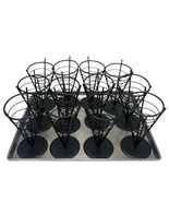 Lot of 12 Black Large French Fry Crepe Cone Wire Baskets Restaurant 5” x 8” - $51.07 CAD