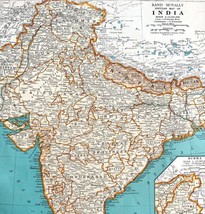 India Ceylon Burma 1935 Subcontinent Asia Map Calcutta 14 x 11&quot; LGAD99 - £39.30 GBP