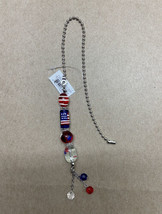 Ganz American Flag Patriot Light Pull Chrome Colored Pull Chain w connec... - $5.80