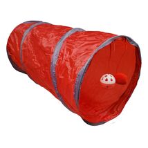 Red Cat Play Tunnel Collapsible with Interactive Plush Ball and Bell Pet... - $15.98