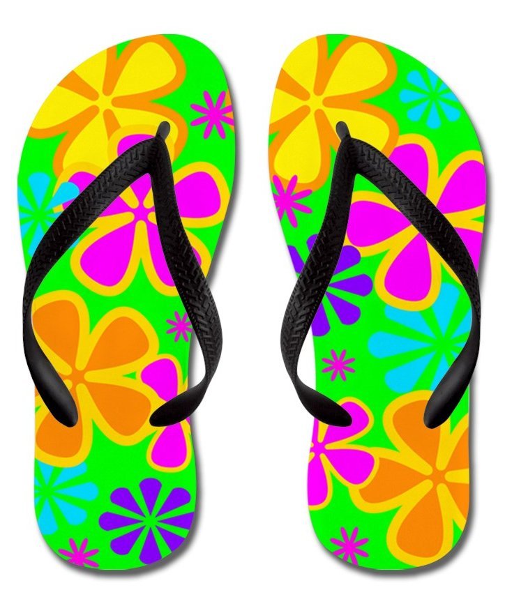 Petal Power Flip Flops with Black Straps - Women's