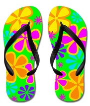 Petal Power Flip Flops with Black Straps - Women&#39;s - £15.13 GBP