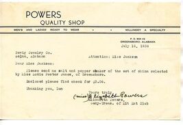 Powers Quality Shop Letterhead Greensburg AL 1938 Men's &amp; Ladies Ready t... - $17.82