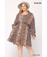 Plus Size Light Mauve Pink Long Sleeve Round Neck Dress with Side pockets - £23.18 GBP