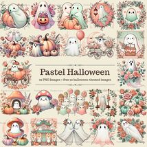 Pastel Halloween Clipart Bundle – Cute Ghosts &amp; Pumpkins PNG, Kawaii Pin... - €1,51 EUR