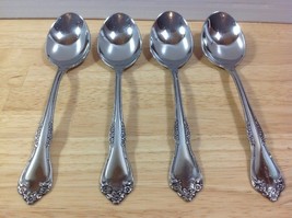 Oneida Mansfield Stainless 4 Oval Soup Spoons Wm A Rogers Deluxe Glossy ... - $14.95