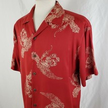 Caribbean Joe Camp Shirt Paisley Design 100% Silk Short Sleeve Button Large - $17.99