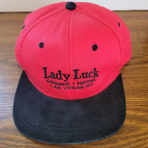 Lady Luck Casino Hotel Las Vegas NV Baseball Hat Red/Black Snapback Embroidered - £7.77 GBP