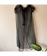Vintage 60&#39;s Sheer Nightgown Black Medium Vintage Top Rosette bottoms Large - €53,41 EUR