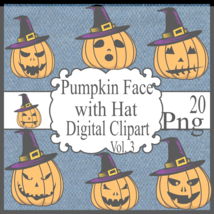 Pumpkin Face with Hat Digital Clipart Vol. 3 - £0.99 GBP