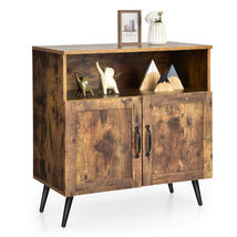 Mid-century Wooden Storage Cabinet Wine Glass Holders-Rustic Brown - Col... - $153.71 CAD