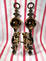 Awesome 1970&#39;s Syroco 2pc Ornate Plastic Gold Hombre Wall Sconce Candle Holders - £22.38 GBP