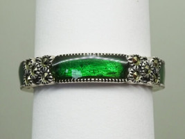 Judith Jack Marcasite Green Enamel Stackable Eternity Ring Size 6 - £39.29 GBP