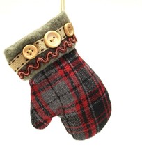 4.75&quot; Plush Plaid Mitten Christmas Tree Holiday Ornament Style A - £7.09 GBP