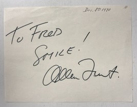 Allen Funt (d. 1999) Signed Autographed Vintage 5x6.5 Signature Page - $30.00