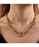 Round Electroplated Necklace For Women in 304 Stainless Steel with 18K Real Gold - $86.67