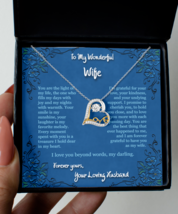 Love Heart Pendant Necklace &quot;To My Wonderful Wife&quot; Jewelry Gift Box From Husband - £31.60 GBP