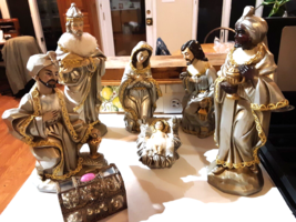 Vintage 6 Piece Nativity - Gold &amp; Silver - Made in Japan lightweight 6- 13&quot; - £65.89 GBP