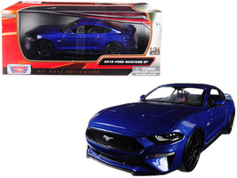 2018 Ford Mustang GT 5.0 Blue with Black Wheels 1/24 Diecast Model Car by Motorm - £30.80 GBP