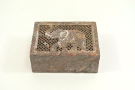 Hand Carved Elephant Trinket Box Rose Color Alabaster or Soapstone Hinge... - £18.55 GBP