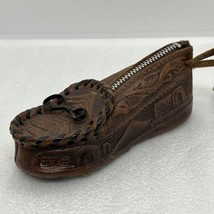 Vintage Tooled Leather Western Mocassin Shoe Change Coin Purse Mexico 5”x2” Mini - £12.49 GBP
