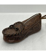 Vintage Tooled Leather Western Mocassin Shoe Change Coin Purse Mexico 5”... - £12.51 GBP