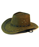 6 GREEN LEATHER COWBOY HAT mens hats western wear head BULK LOT HEADWEAR... - £18.93 GBP