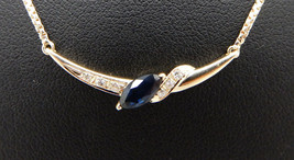 0.30ct Diamond Blue Sapphire 14k Yellow Gold Ladies Wedding Pendant - £593.53 GBP