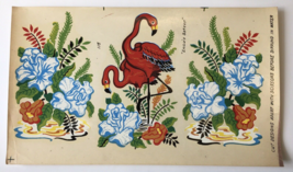 Vintage 1950s Flamingo &amp; Tropical Flower Decals (3 Designs on One Sheet) - $12.00