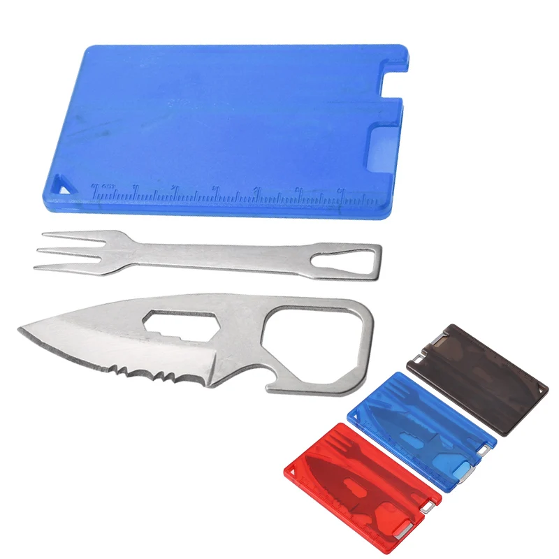 Camping Barbecue Knife Fork  Safety First Outdoor Multifunction Tool Card - £8.42 GBP