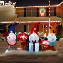 Christmas Gnomes Inflatable Decor with LED Lights Holiday Blow up Outdoo... - £58.47 GBP