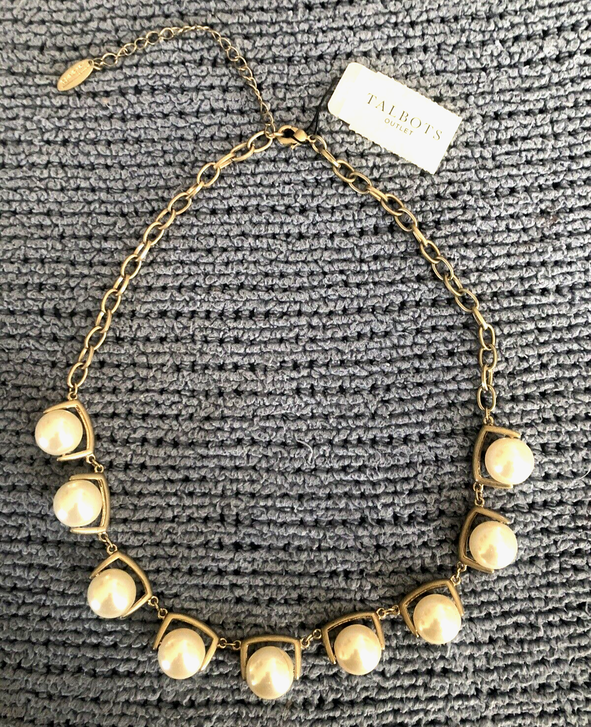 NWT Talbots Faux Pearl Gold Tone Statement Necklace - $39.59